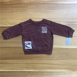 Cat & Jack Baby Boy Brown Sweatshirt King Of The Cretaceous Dinosaur Graphic 12M